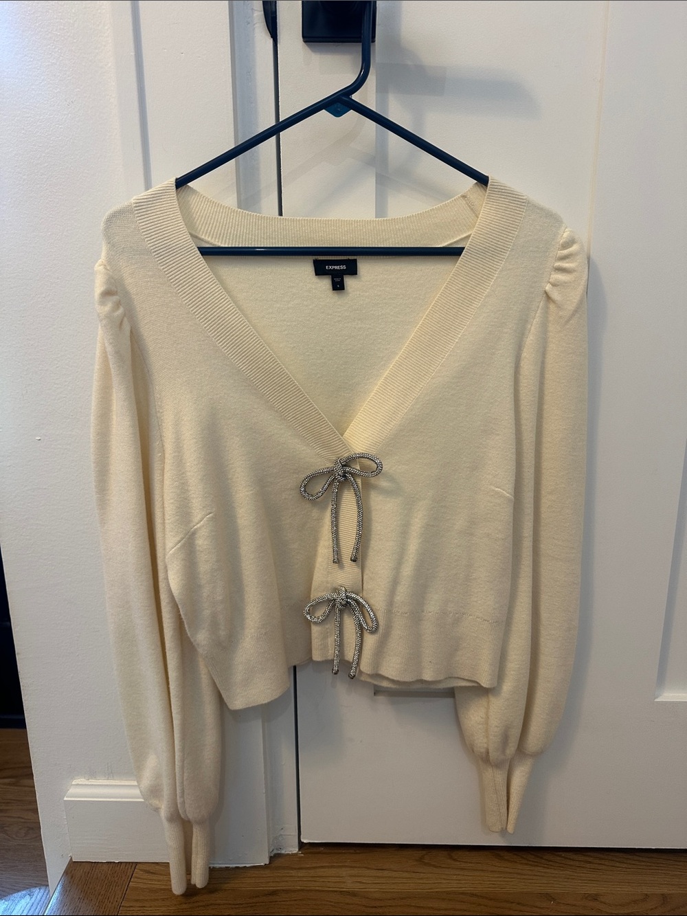 Express Cream Tie-Front V-Neck Women's Sweater
